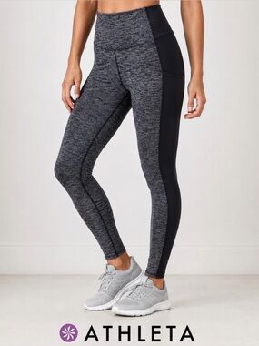 ATHLETA Women’s Small Gray Athletic Leggings Side Pockets Yoga Gym Running